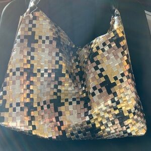 Woven Metallic Multi-Color Shoulder Bag